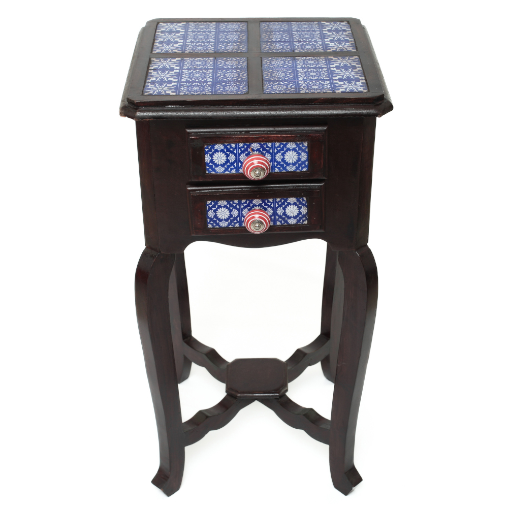 Gaveteiro de Marchetaria Indiana com Detalhes Coloridos – 2 Gavetas Decoradas - Imagem 6