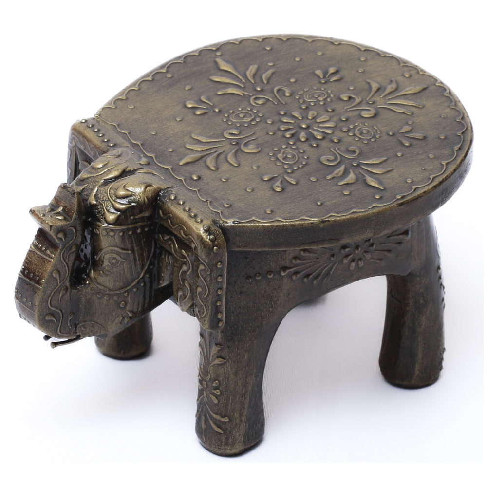 Banco Decorativo Indiano em Formato de Elefante – Pintado à Mão - Imagem 8