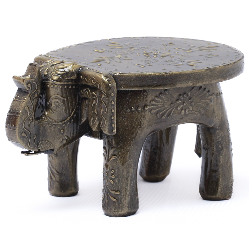 Banco Decorativo Indiano em Formato de Elefante – Pintado à Mão - Imagem 9