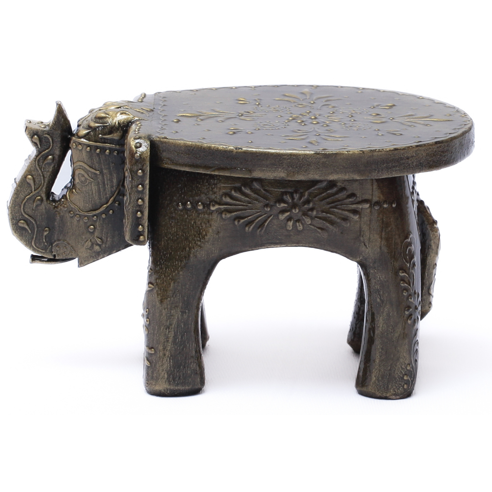 Banco Decorativo Indiano em Formato de Elefante – Pintado à Mão - Imagem 10