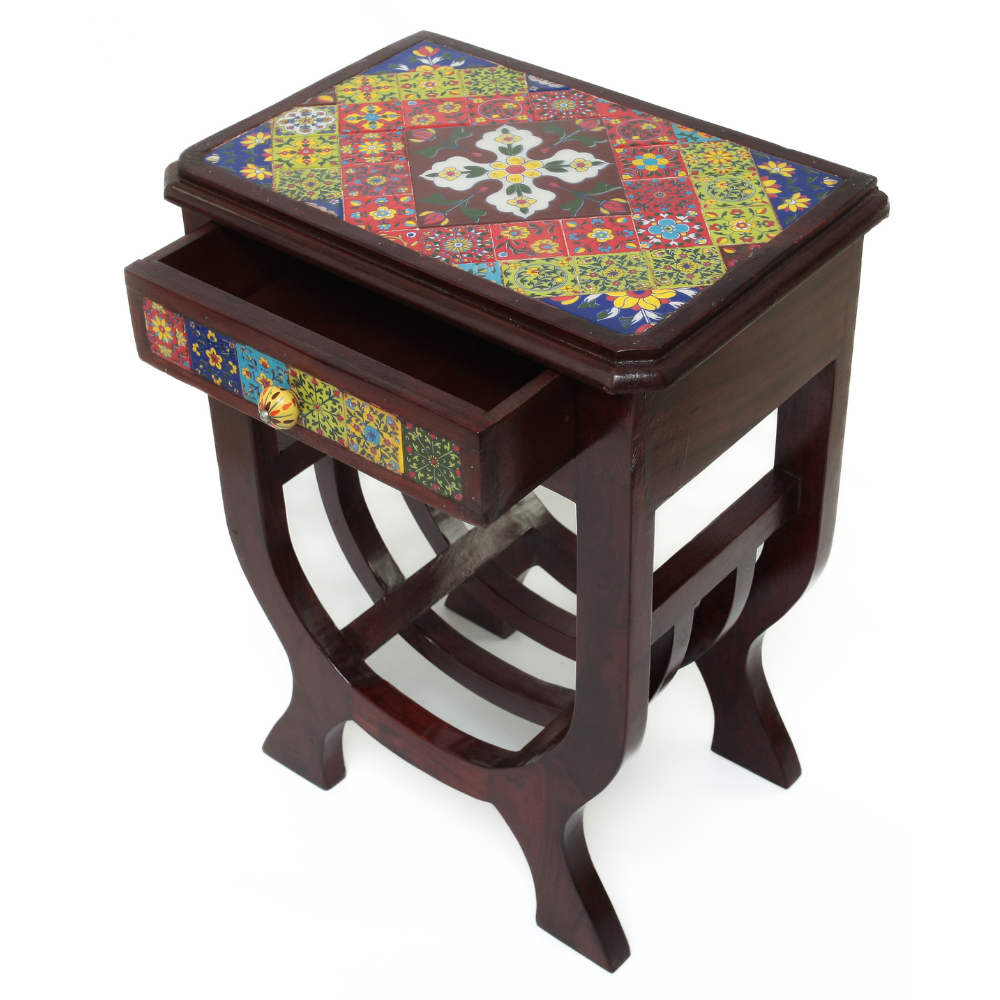 Gaveteiro de Marchetaria Indiana com Tampo Decorado – Vários Modelos Exclusivos