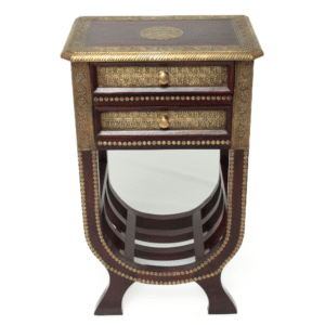 Gaveteiro Indiano com 2 Gavetas – Madeira com Latão e Design Artesanal