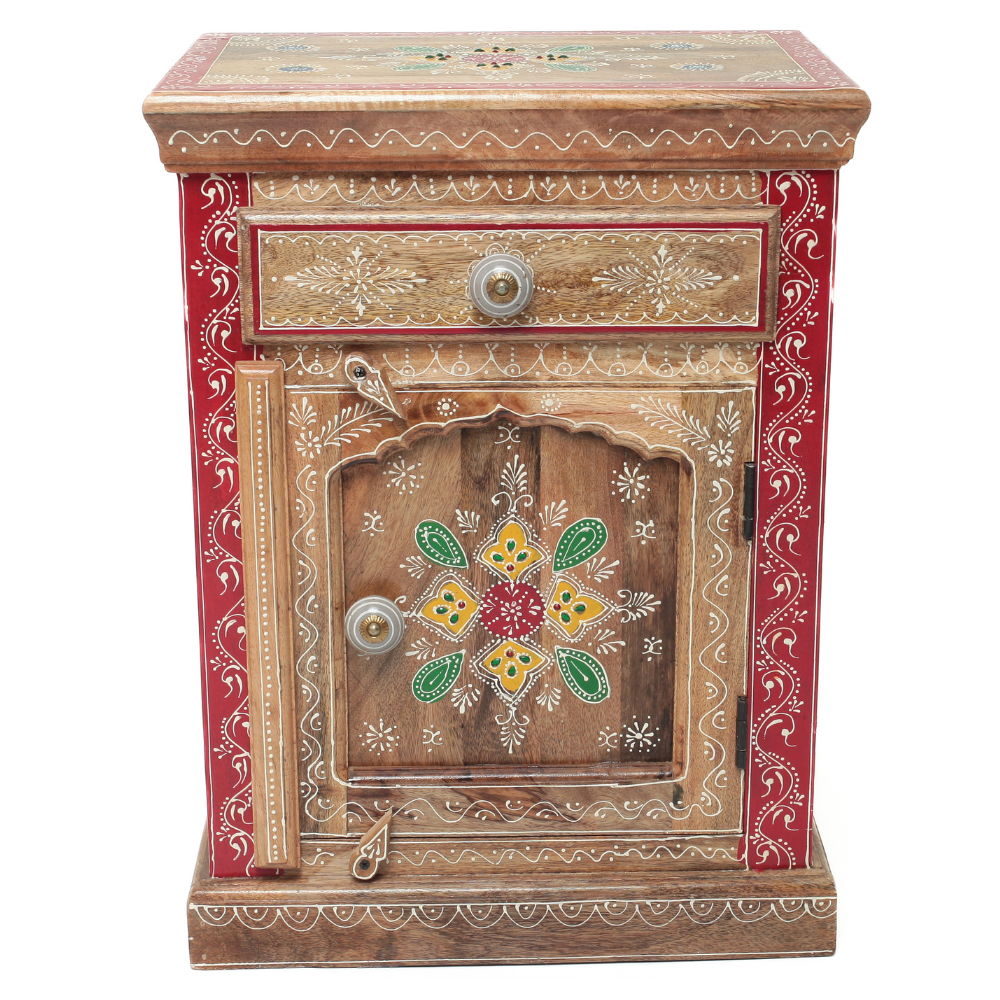 Gaveteiro Indiano em Madeira Pintado à Mão – Arte e Cor na Decoração