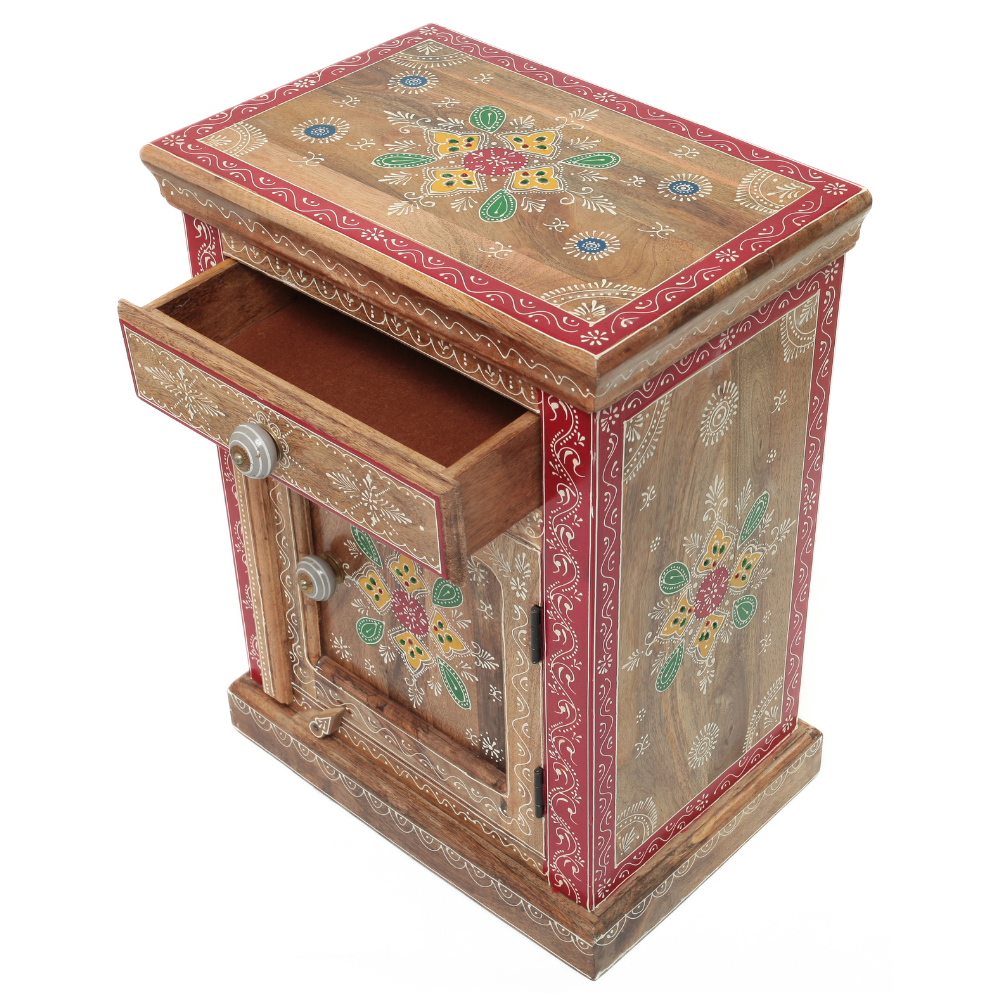 Gaveteiro Indiano em Madeira Pintado à Mão – Arte e Cor na Decoração - Imagem 3