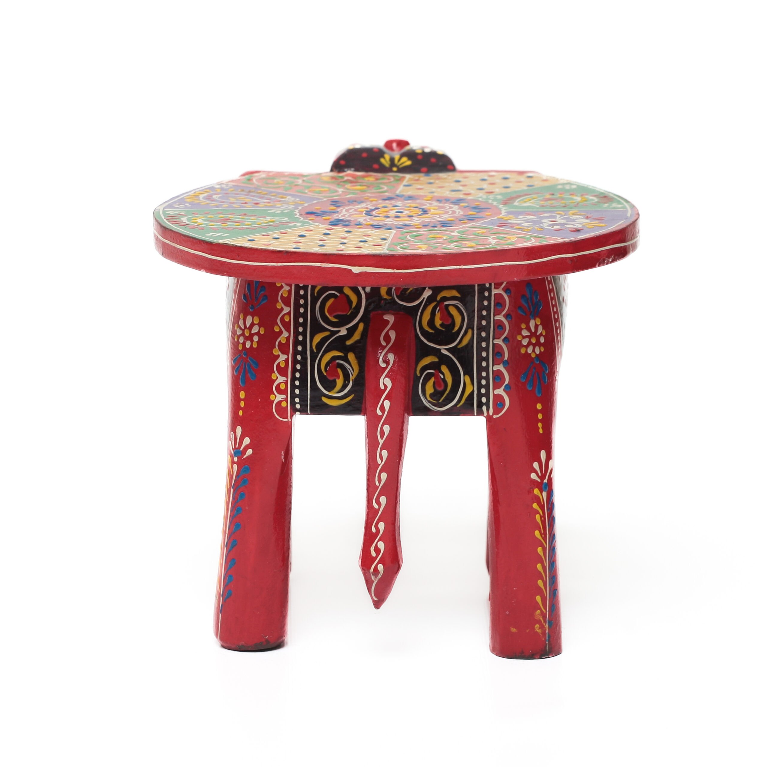 Banco Indiano de Madeira em Formato de Elefante – Pintado à Mão (Modelos Variados) - Imagem 25