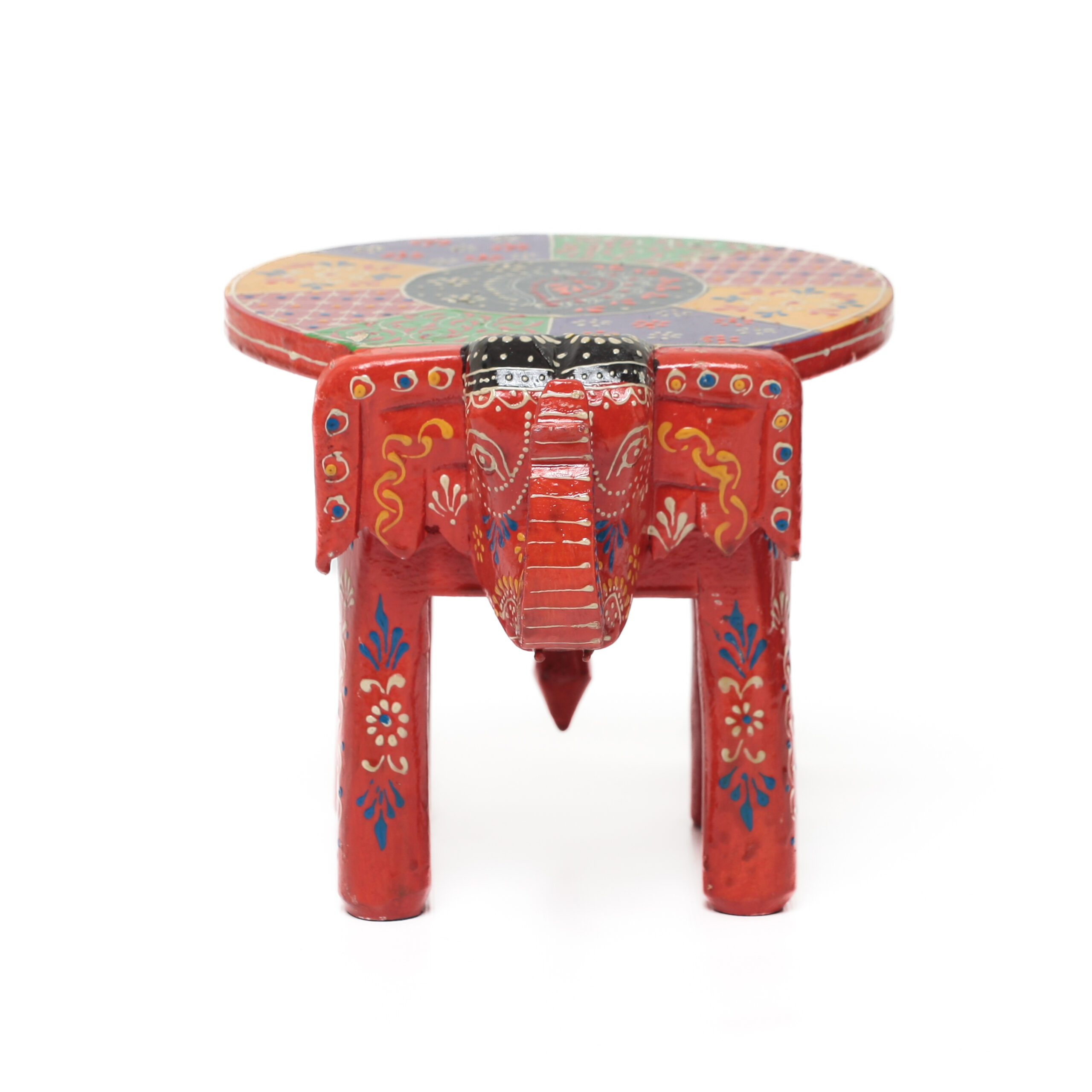 Banco Indiano de Madeira em Formato de Elefante – Pintado à Mão (Modelos Variados) - Imagem 27