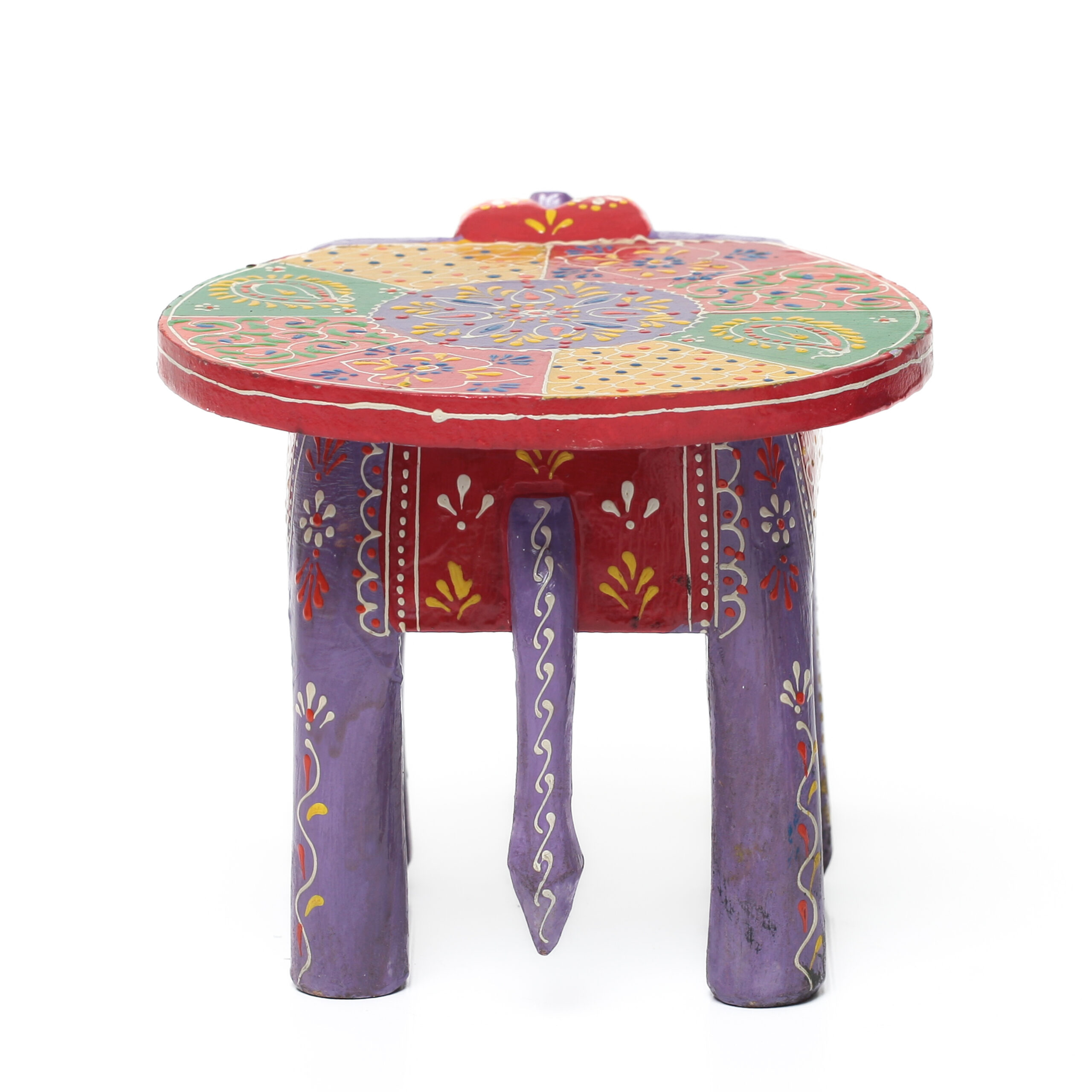 Banco Indiano de Madeira em Formato de Elefante – Pintado à Mão (Modelos Variados) - Imagem 18