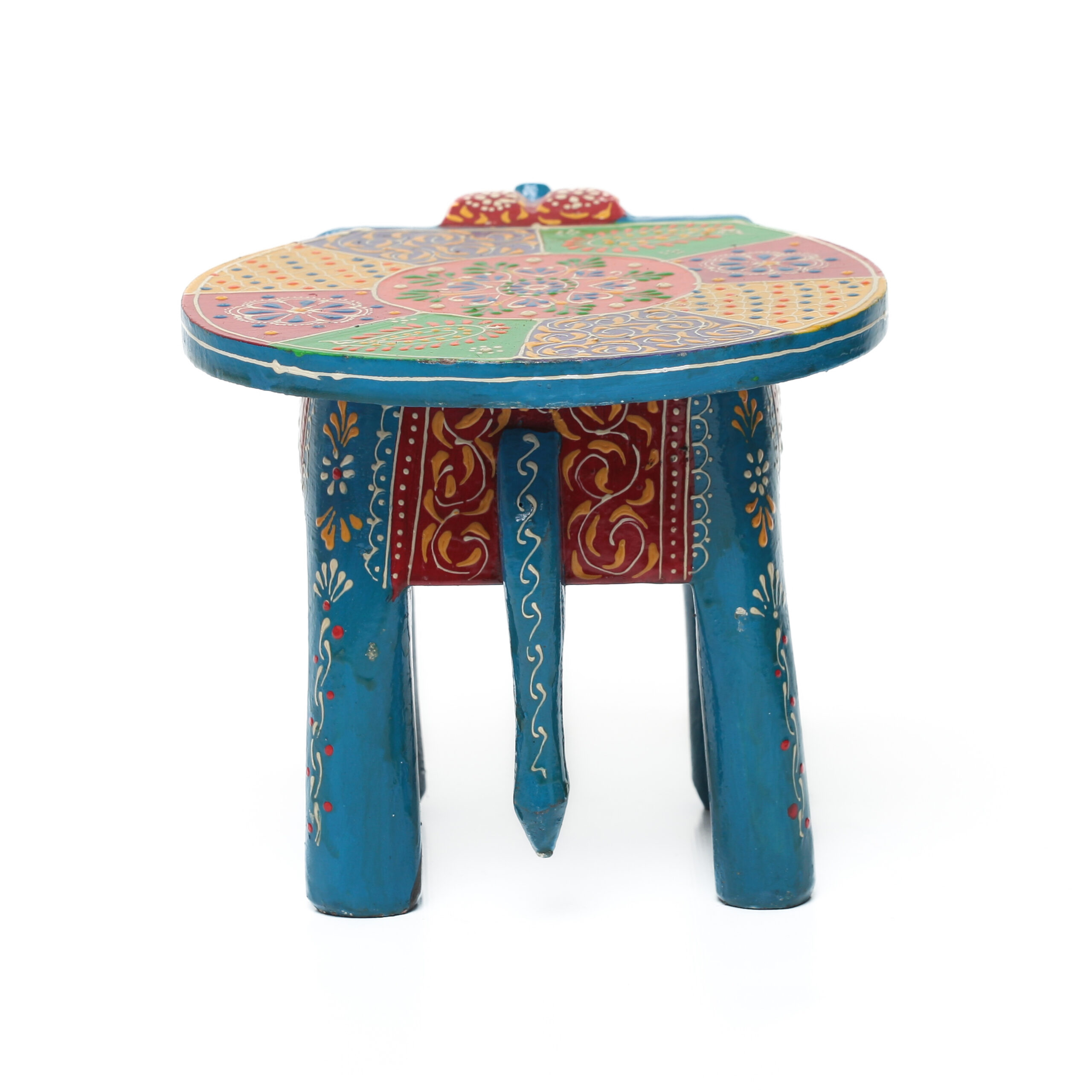 Banco Indiano de Madeira em Formato de Elefante – Pintado à Mão (Modelos Variados) - Imagem 10