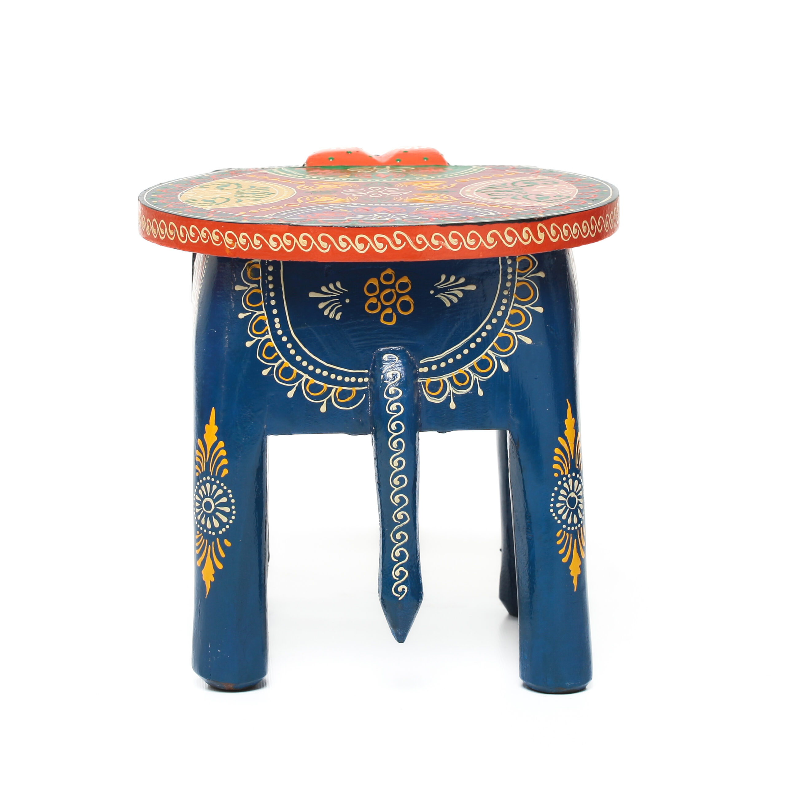 Banco Indiano de Madeira em Formato de Elefante – Pintado à Mão (Modelos Variados) - Imagem 39