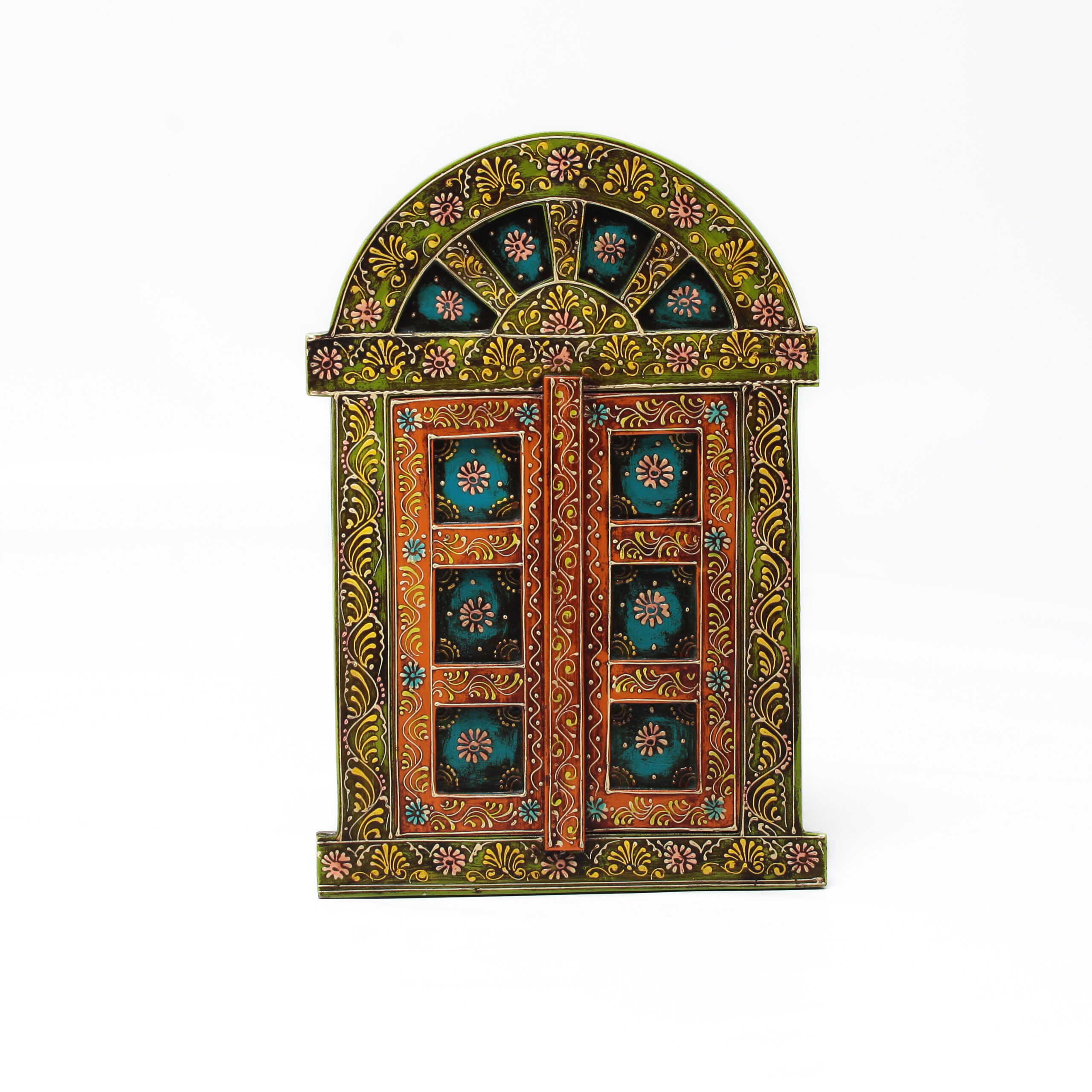 Painel Janela Indiana Artesanal – Pintado à Mão com Detalhes Étnicos - Imagem 4