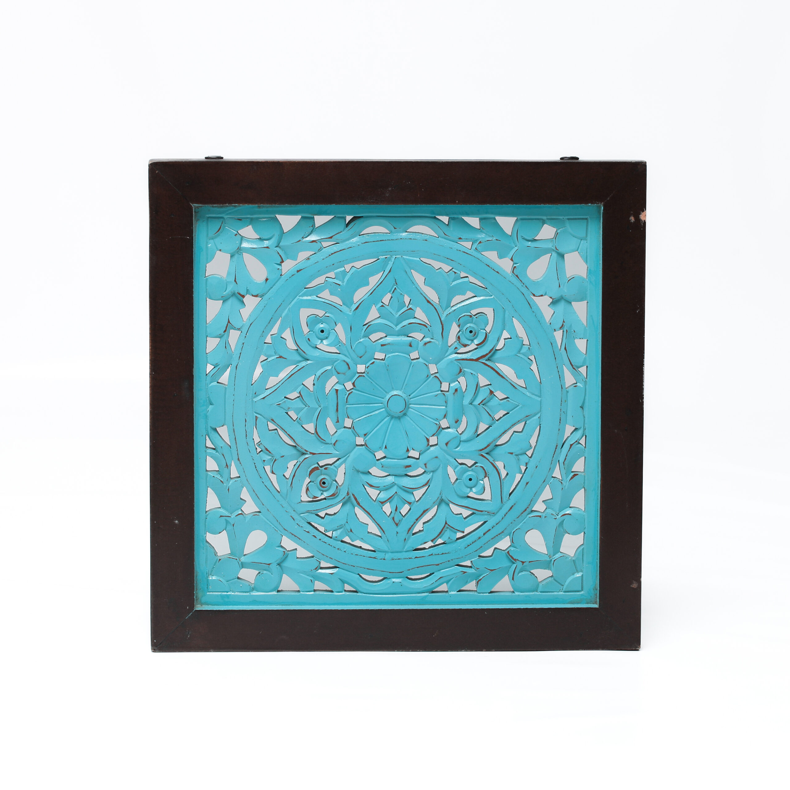 Painel Decorativo Indiano Entalhado – Arte em Madeira Pintada à Mão - Imagem 2