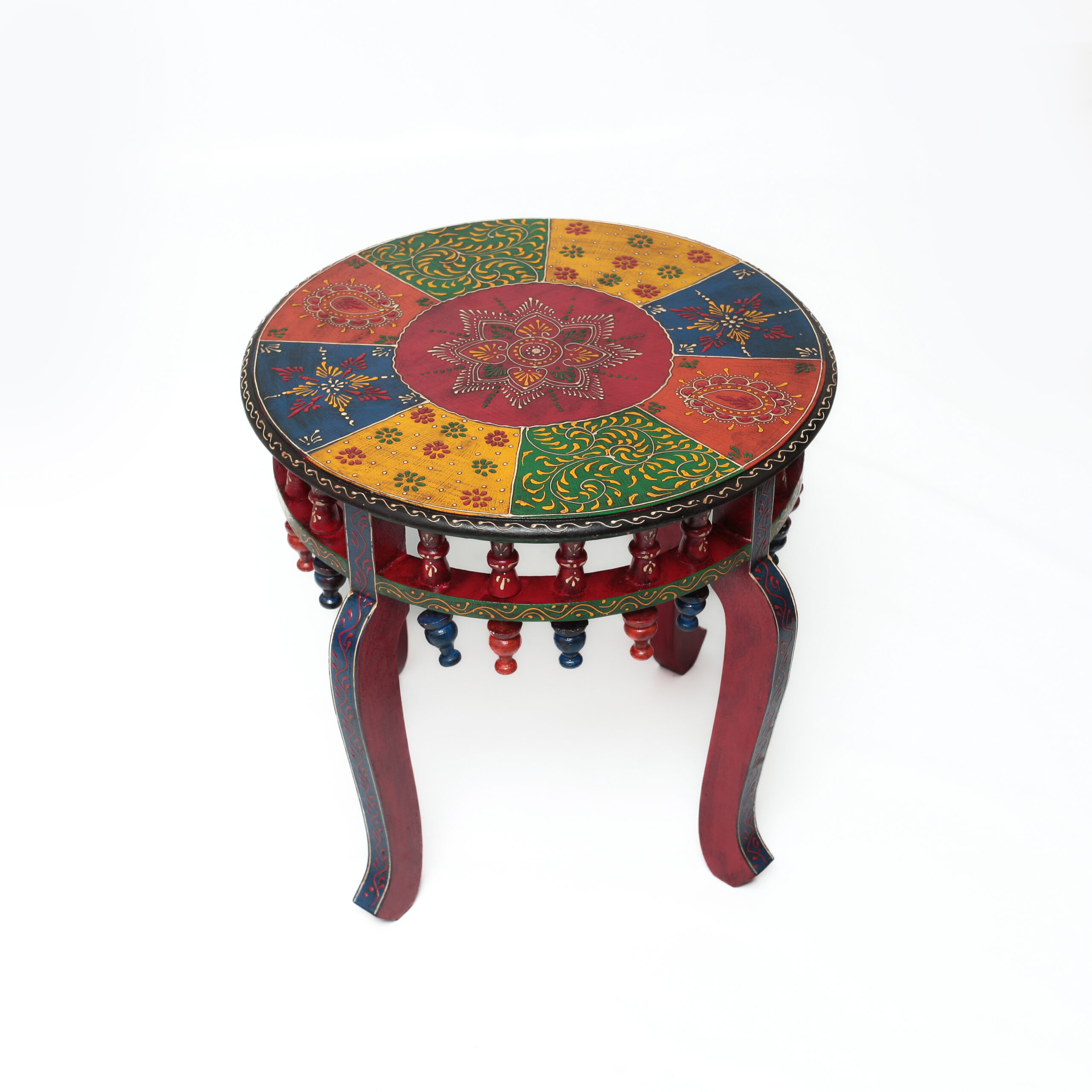 Mesa Indiana Artesanal – Pintada à Mão com Cores Vibrantes e Design Étnico - Imagem 8