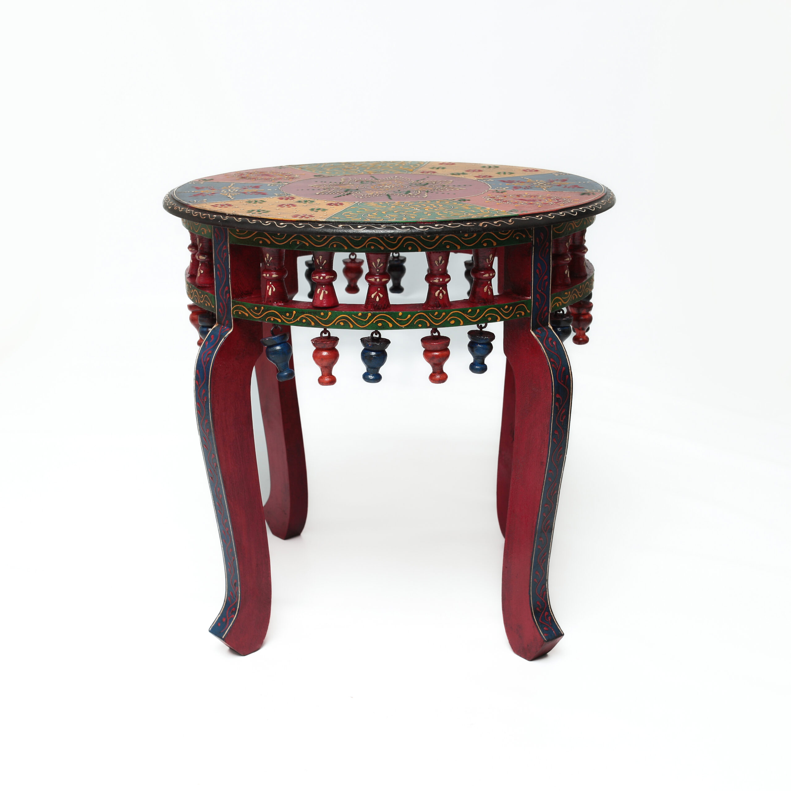 Mesa Indiana Artesanal – Pintada à Mão com Cores Vibrantes e Design Étnico - Imagem 6