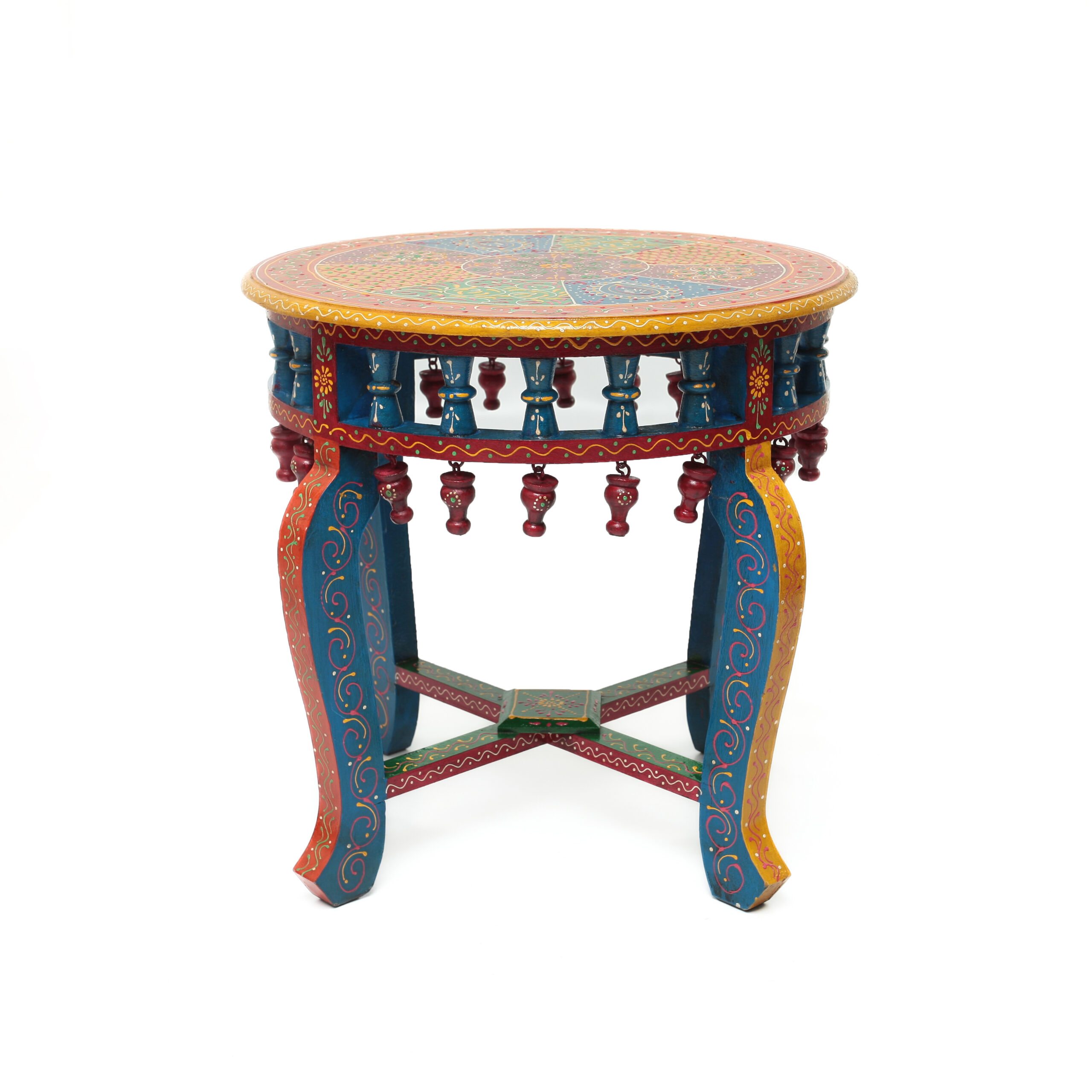 Mesa Indiana Artesanal – Pintada à Mão com Cores Vibrantes e Design Étnico - Imagem 2