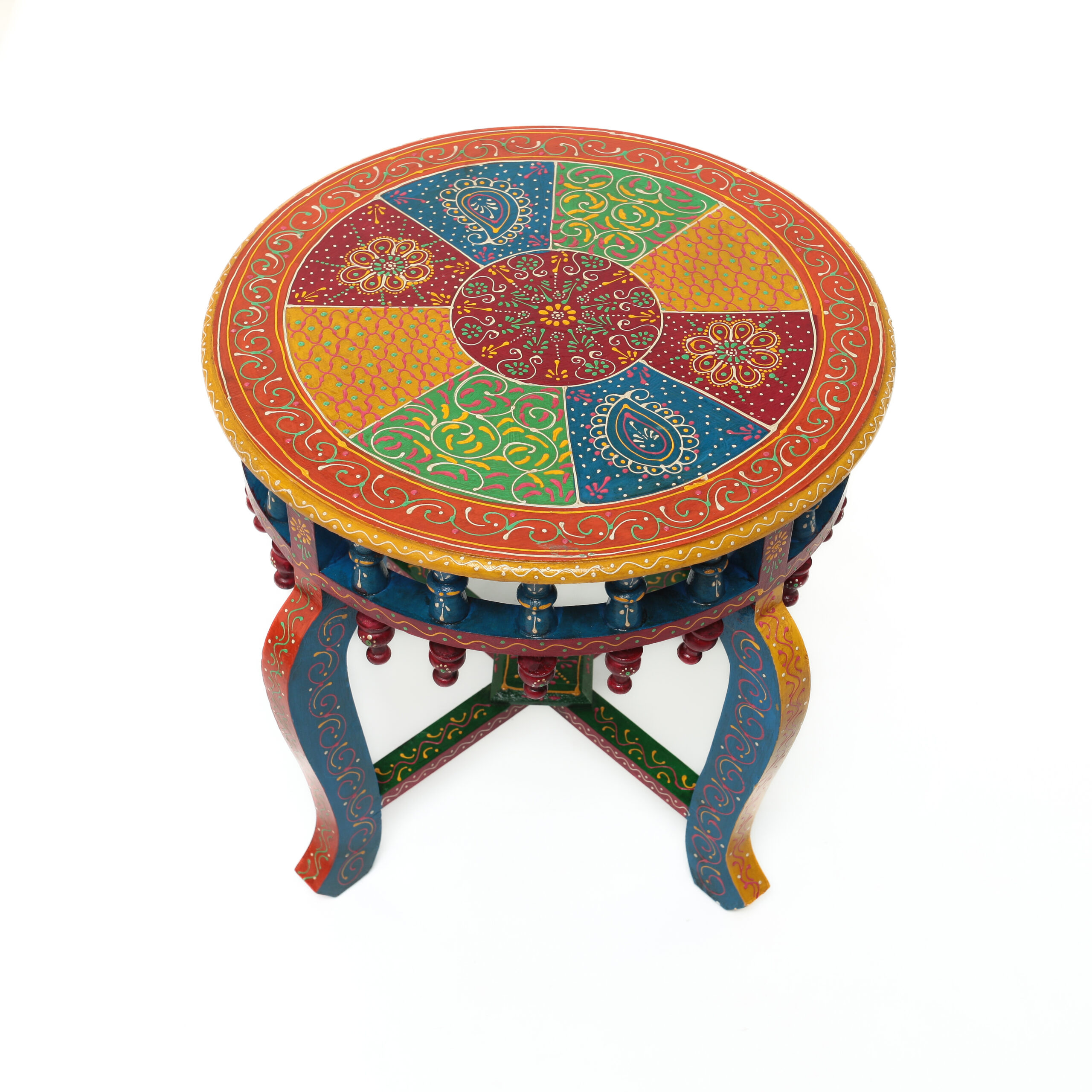 Mesa Indiana Artesanal – Pintada à Mão com Cores Vibrantes e Design Étnico - Imagem 5