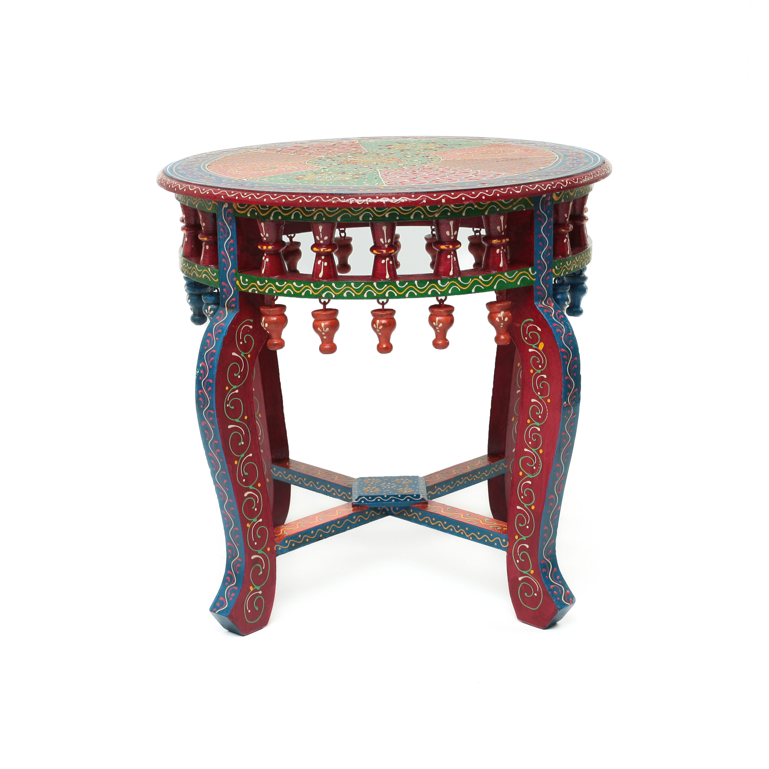 Mesa Indiana Artesanal – Pintada à Mão com Cores Vibrantes e Design Étnico - Imagem 7